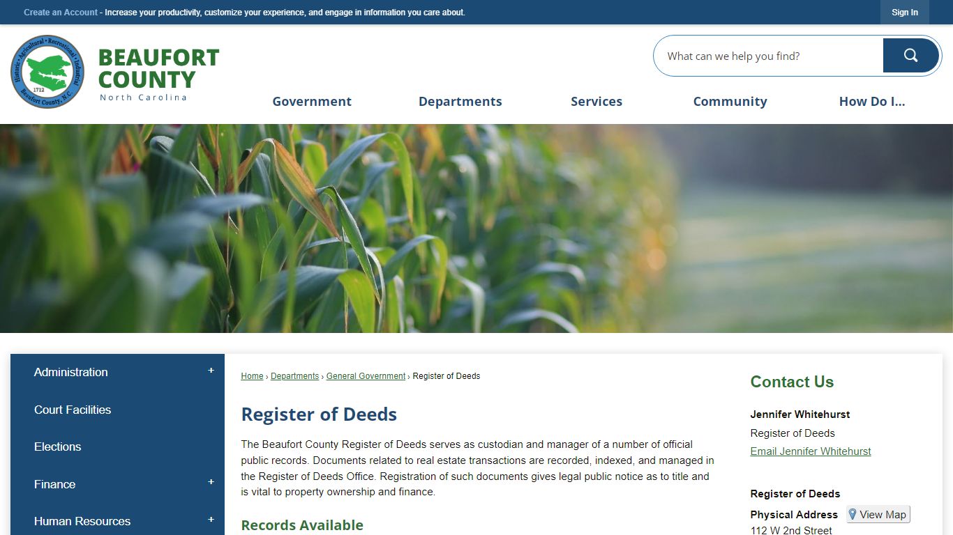 Register of Deeds | Beaufort County, NC