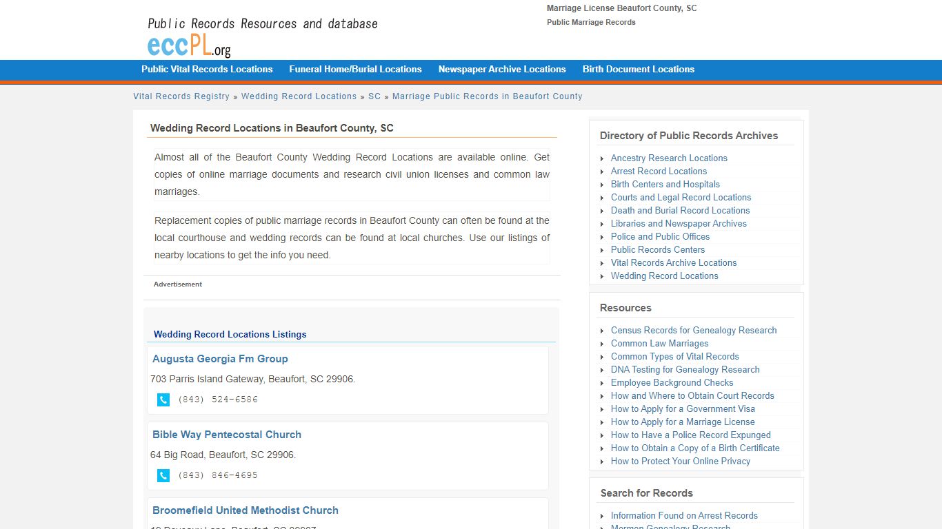 Marriage License Beaufort County, SC - Public Marriage Records