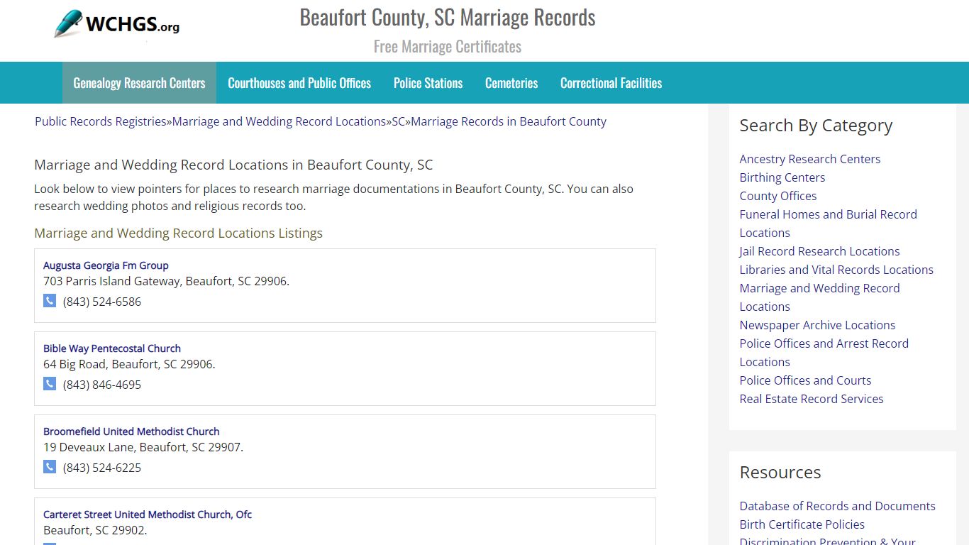 Beaufort County, SC Marriage Records - Free Marriage ...