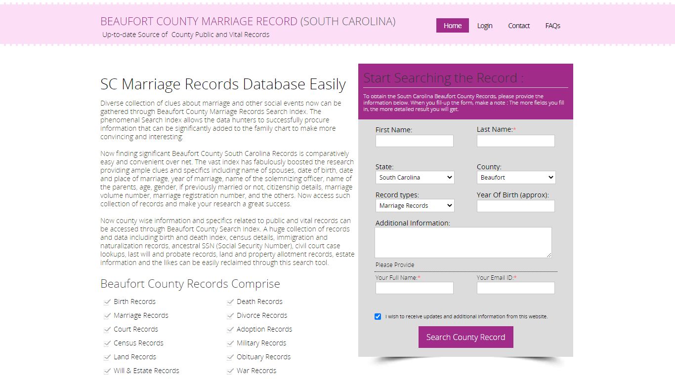 Public Marriage Records - Beaufort County, South Carolina